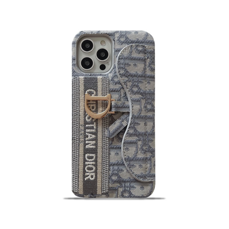CD IPHONE CASE WITH CARD HOLDER GRAY