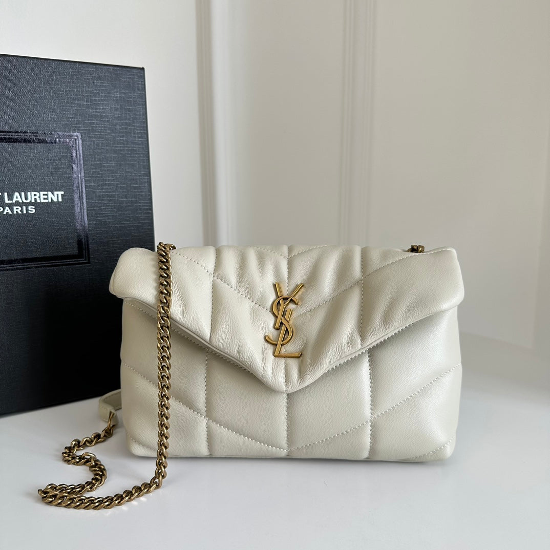 BY-  Puffer Toy Bag In Quilted Lambskin White Size 23x15.5x8.5