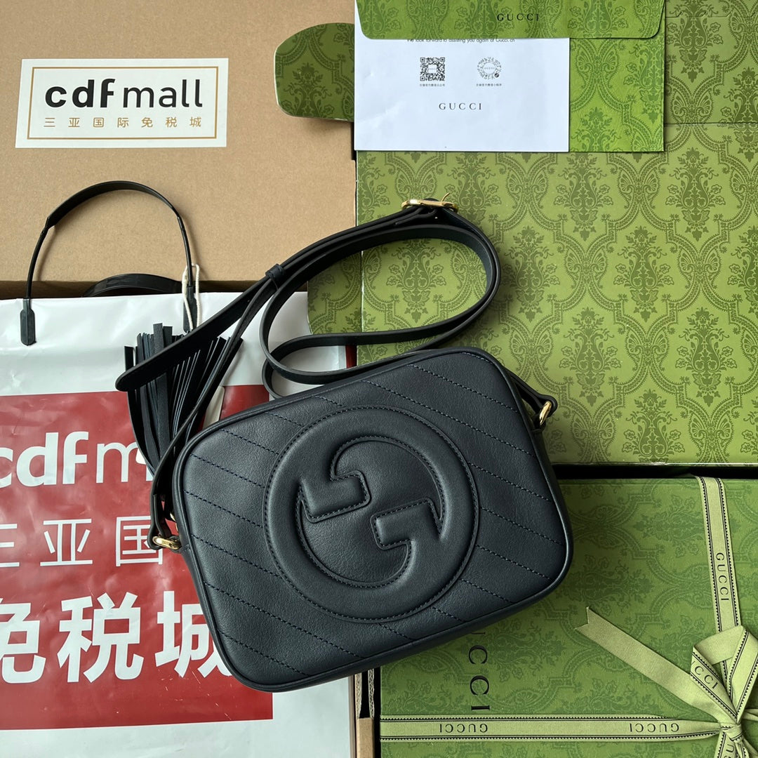 BG-Small Shoulder Dark Blue Leather Bag - 21x15.5x5cm