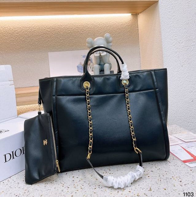 BC-  em Couro Preta Italiana Bag