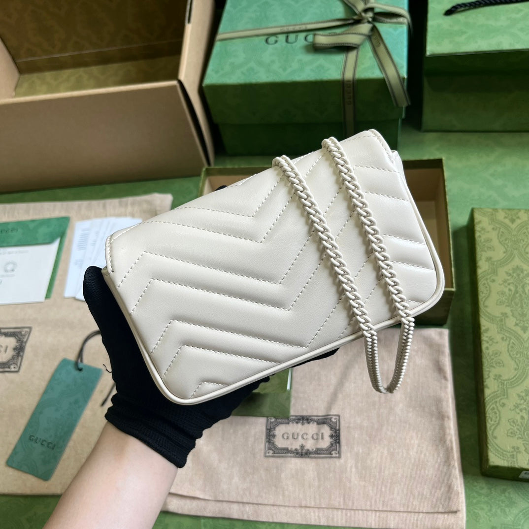 BG-GG Belt Bag In White 476433 Size 16.5x10x4.4 cm