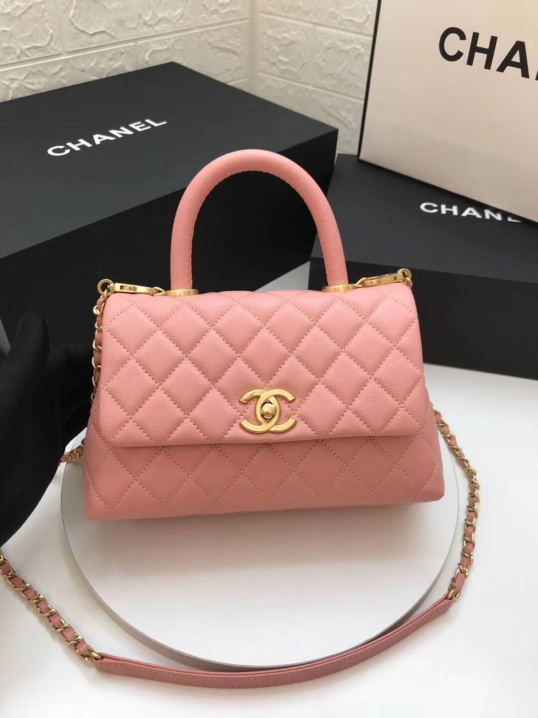 BC-  Handle Gold Caviar Pink 24 cm