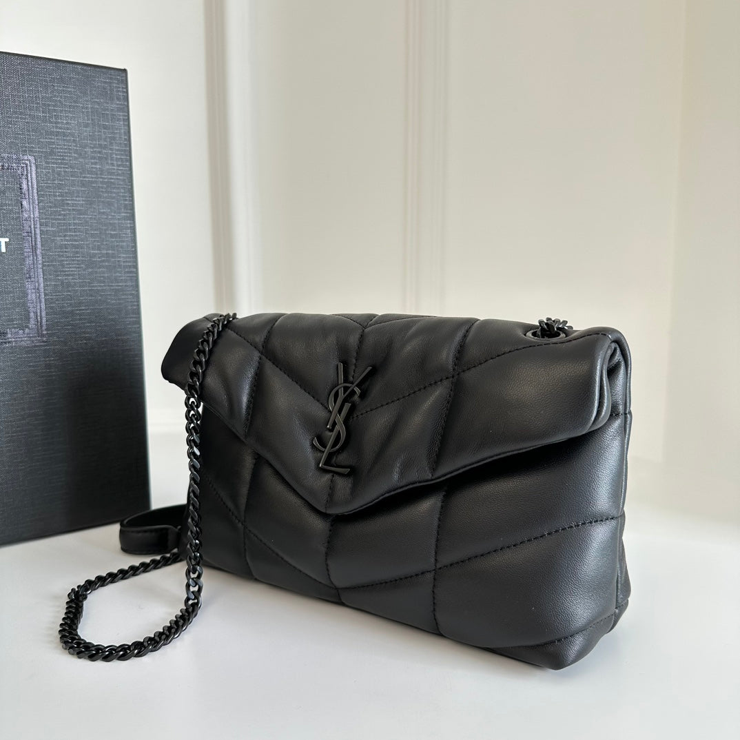 BY-  Puffer Toy Bag In Quilted Lambskin Black Size 23x15.5x8.5