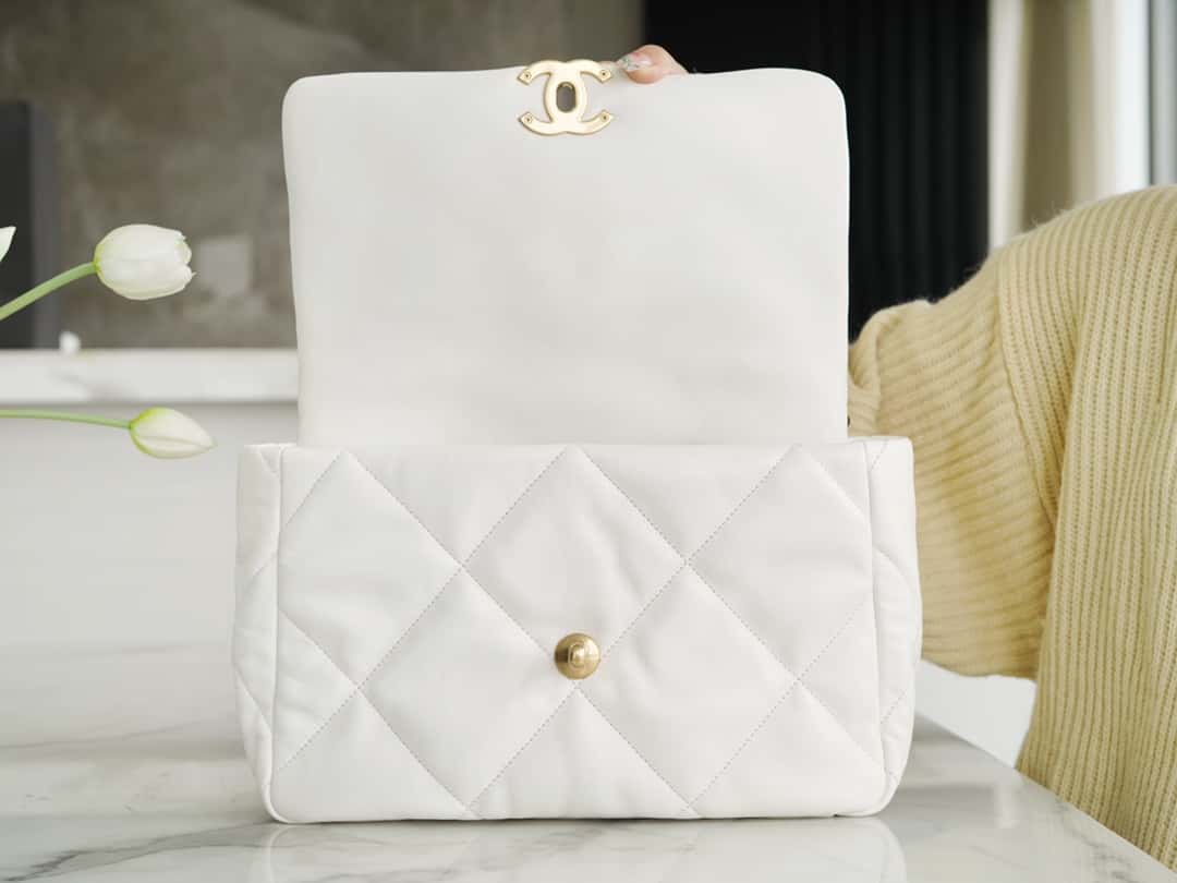 BC-19 Large Handbag Lambskin Gold AS1161 White