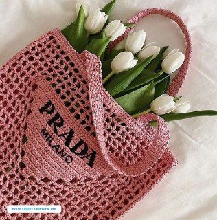 BP- Women's Natural Crochet Bag-Pink