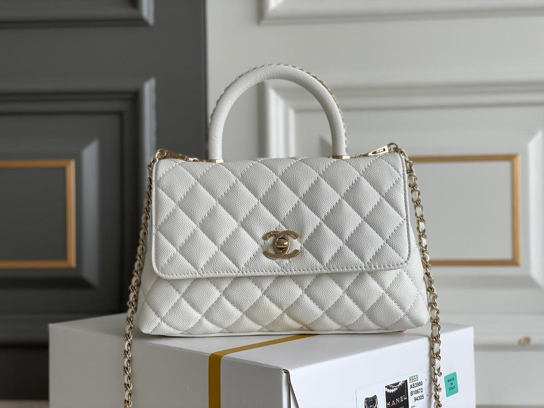BC-  Handle White Bag - 24x14x10cm