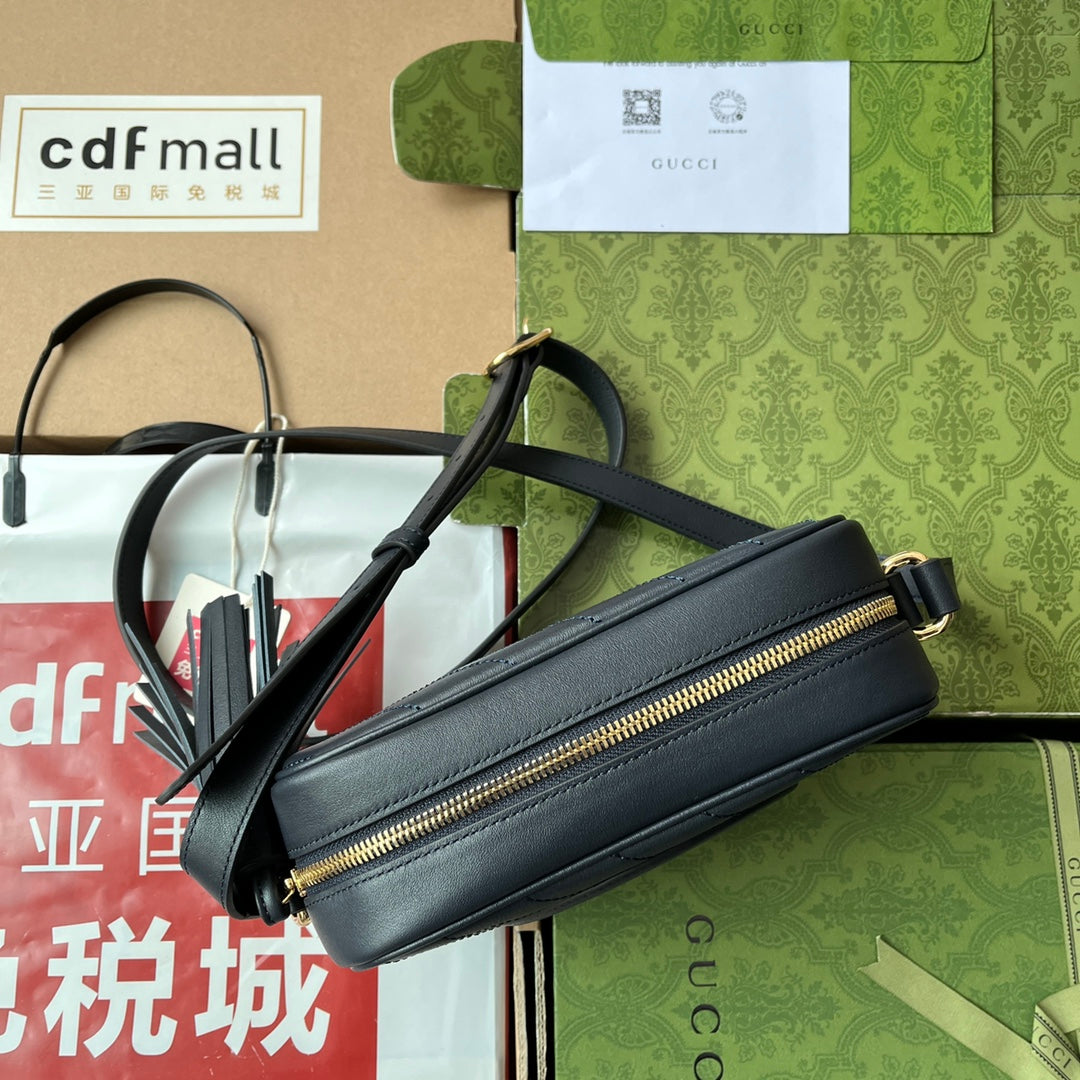 BG-Small Shoulder Dark Blue Leather Bag - 21x15.5x5cm