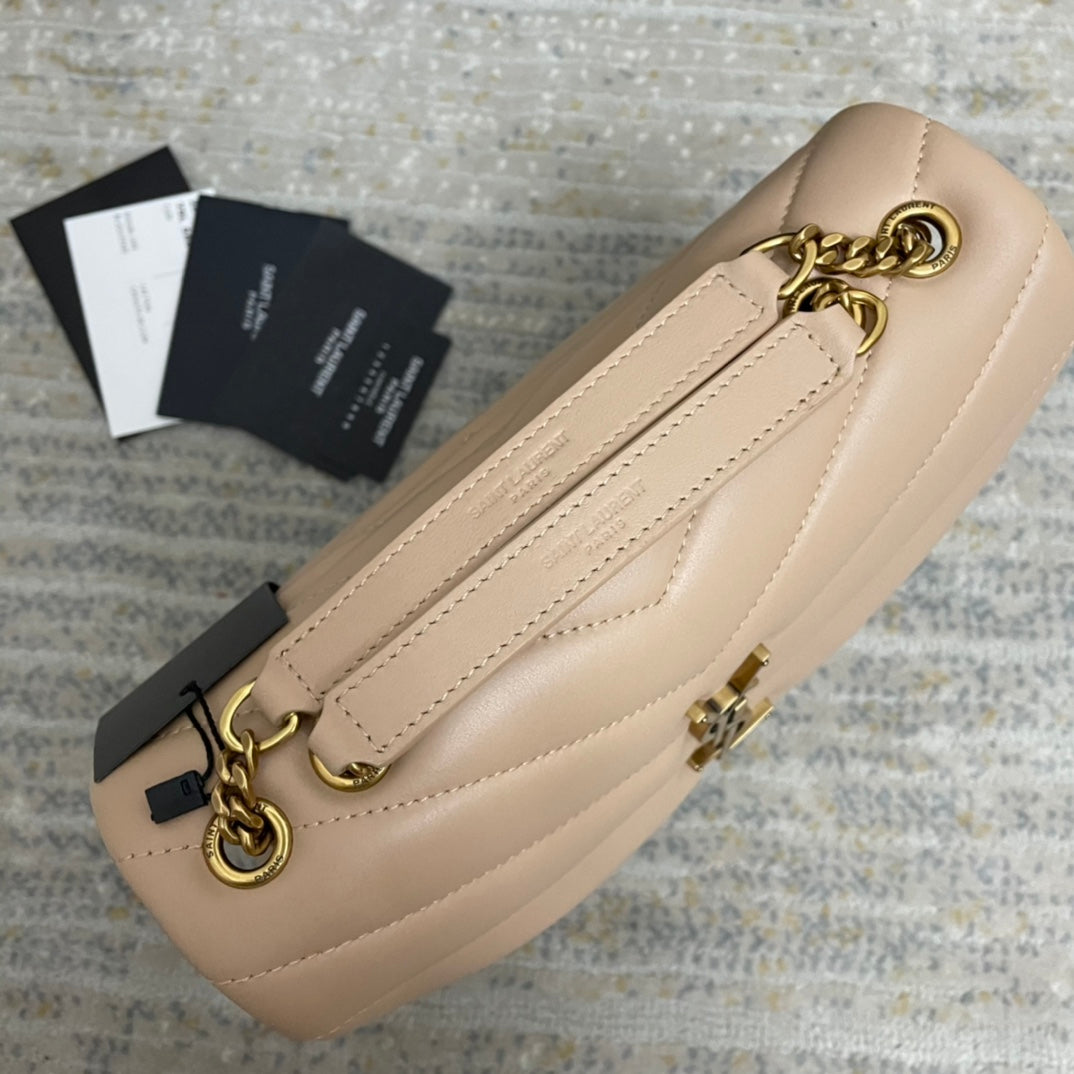 BY- Small 23 Beige Leather Gold 23x17x9cm
