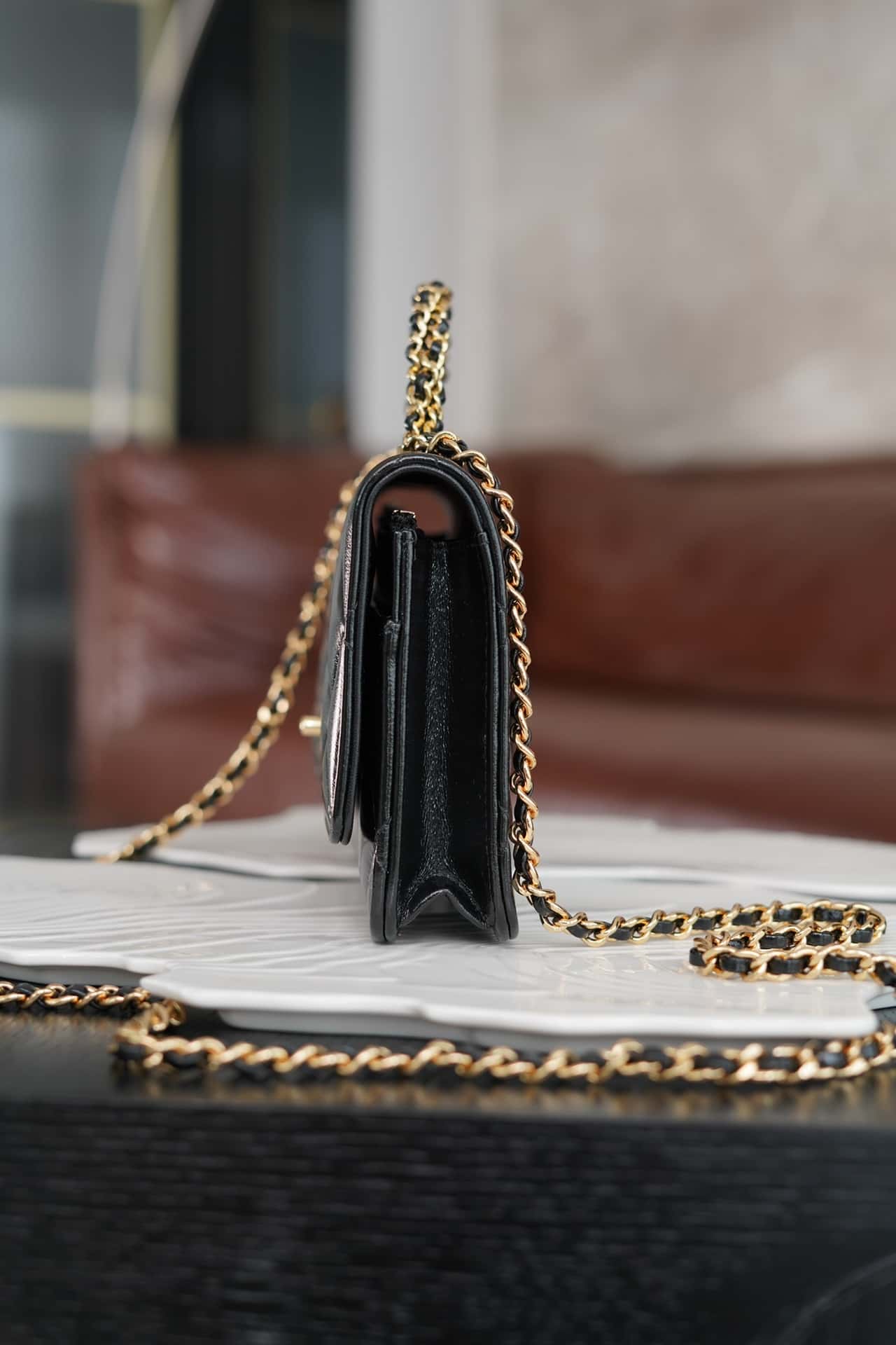 BC- 24B  Top Handle in Black Shiny Lambskin