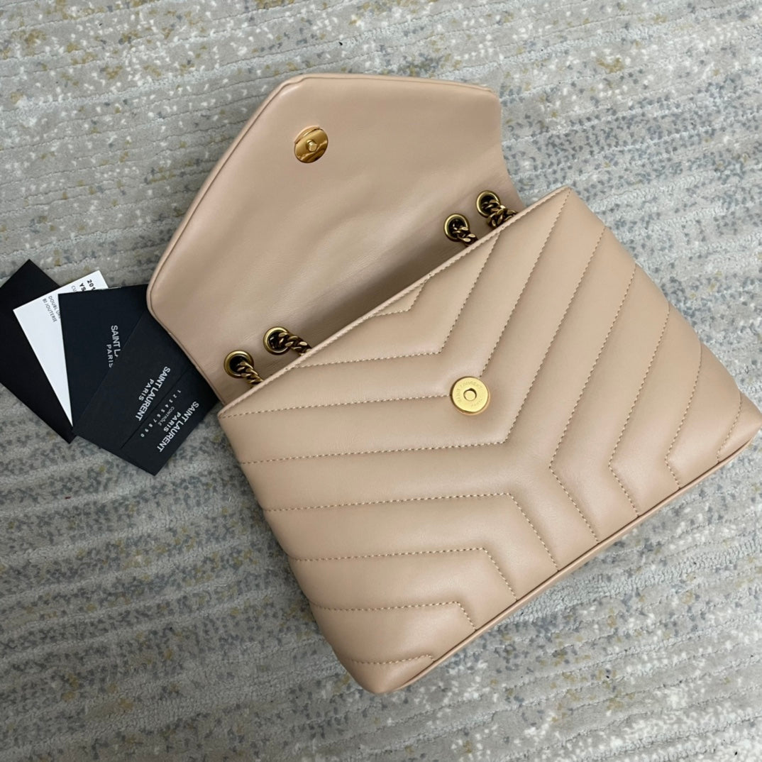 BY- Small 23 Beige Leather Gold 23x17x9cm