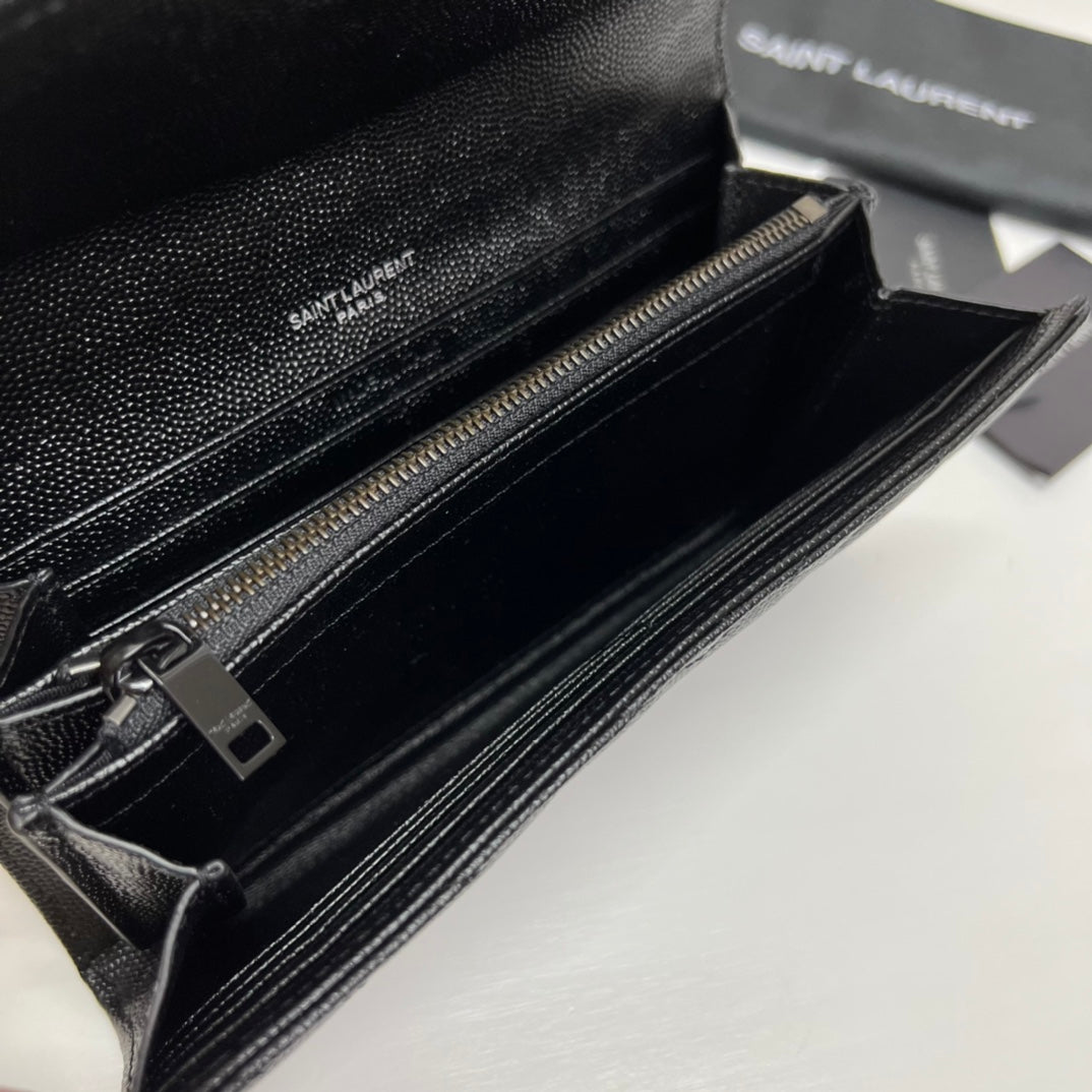 BY- Long Wallet Black Leather Black Tone 10767 19cm