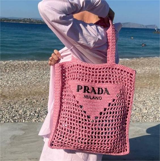 BP- Women's Natural Crochet Bag-Pink