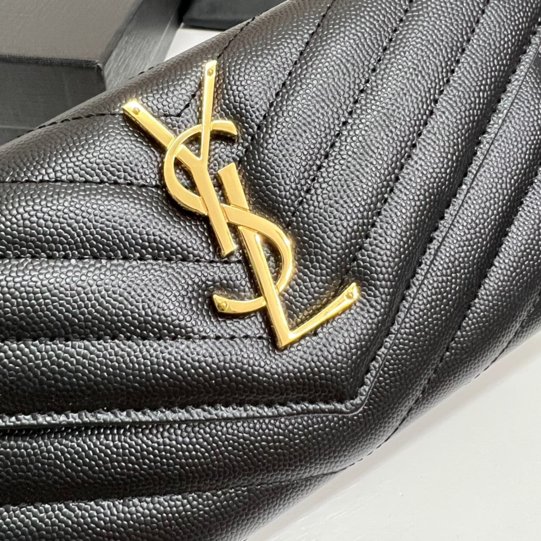 BY- Long Wallet Black Leather Gold Tone 10769 19cm