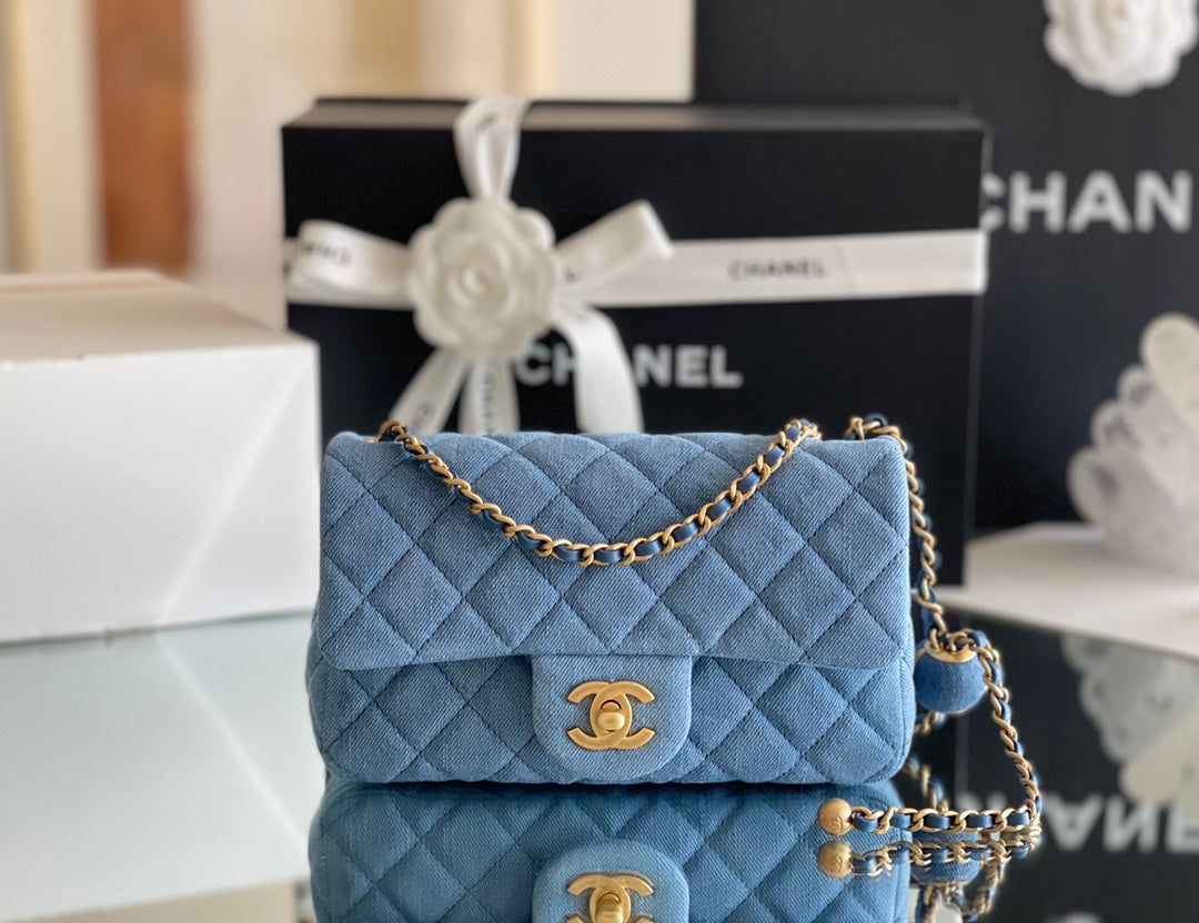BC- Denim Flap Bag - 20x13x7cm