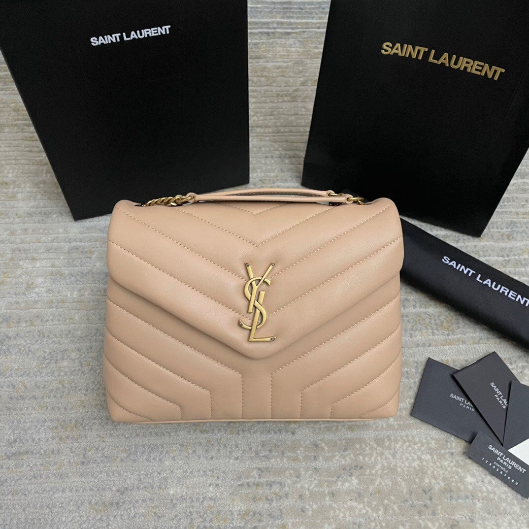 BY- Small 23 Beige Leather Gold 23x17x9cm