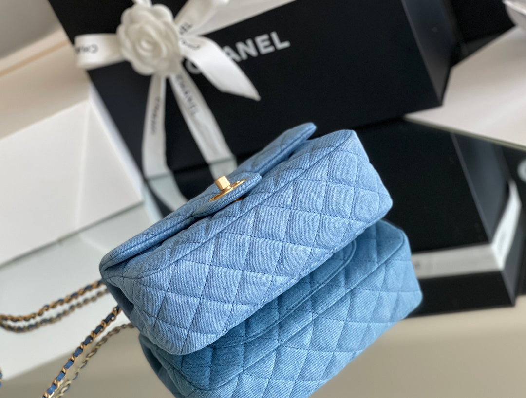 BC- Denim Flap Bag - 20x13x7cm
