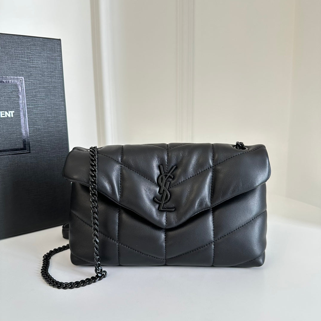 BY-  Puffer Toy Bag In Quilted Lambskin Black Size 23x15.5x8.5