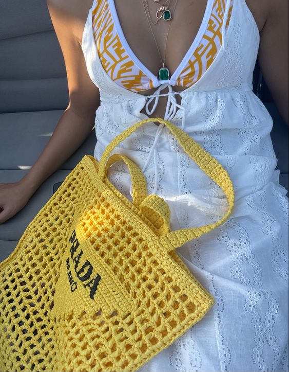 BP- Women's Natural Crochet Bag-Yellow
