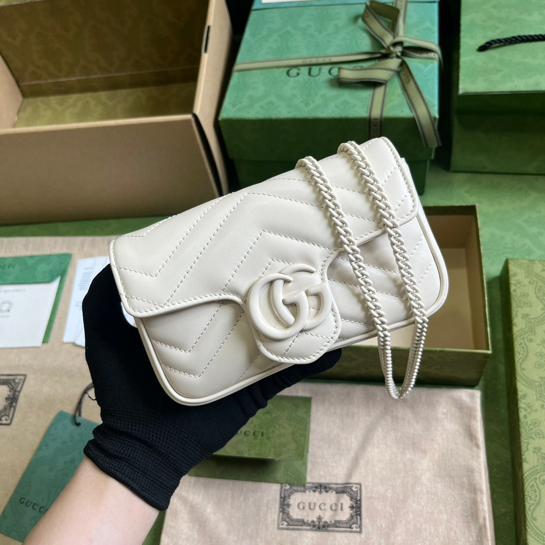 BG-GG Belt Bag In White 476433 Size 16.5x10x4.4 cm
