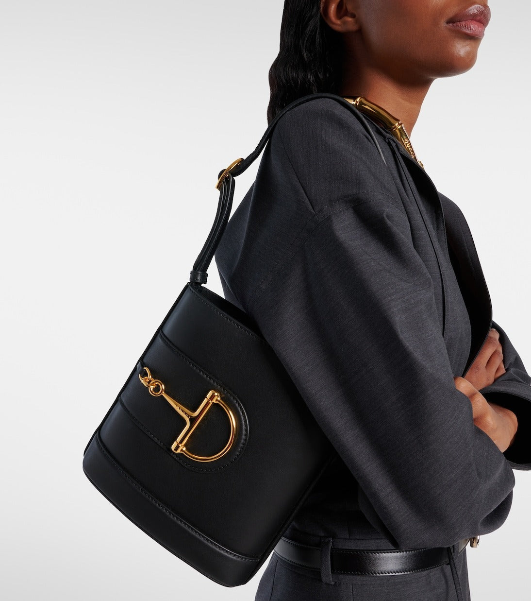 BG- smallembellished leather bucket bag