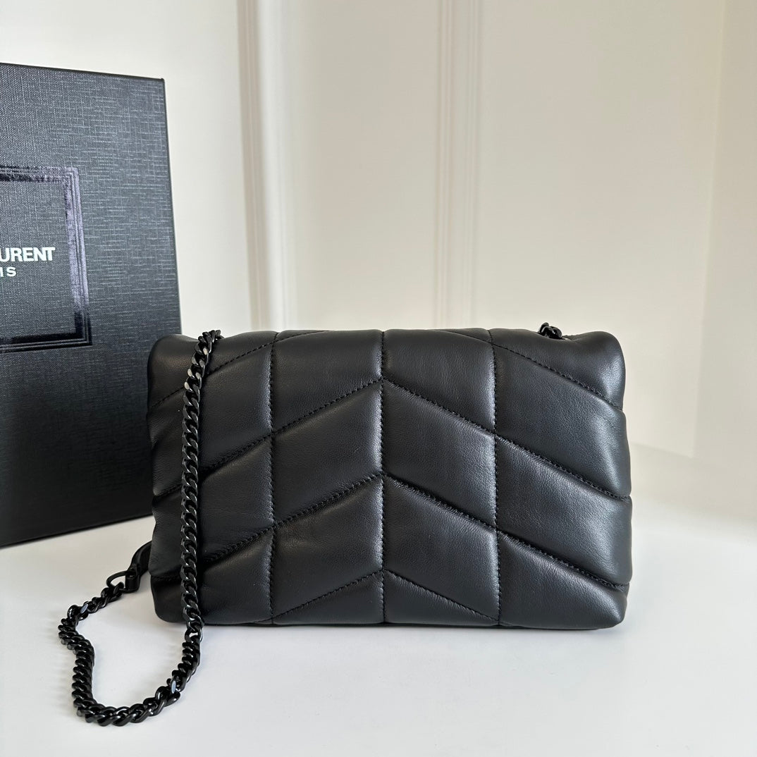 BY-  Puffer Toy Bag In Quilted Lambskin Black Size 23x15.5x8.5