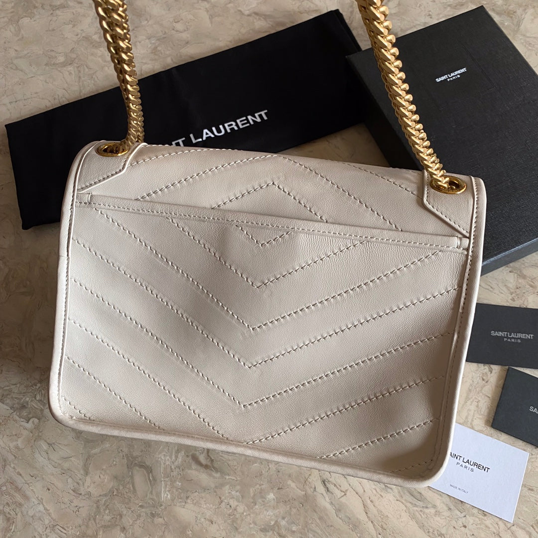BY-Medium Chain Bag In Lambskin Blanc Vintage - 28 X 20 X 8,5 CM