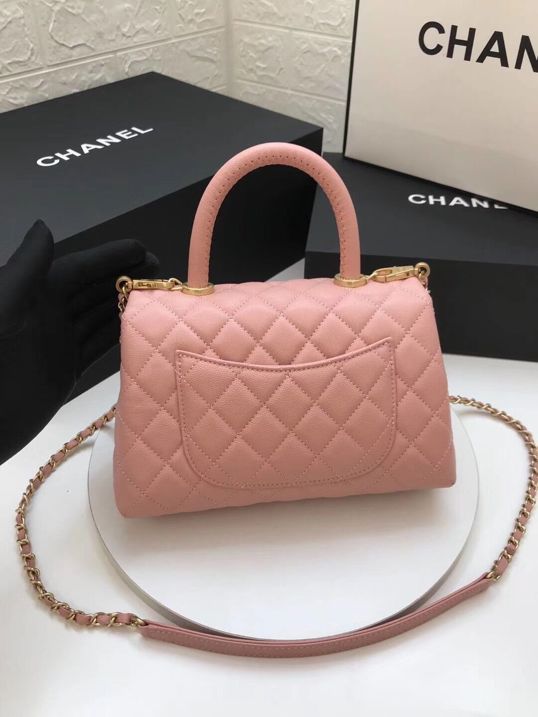 BC-  Handle Gold Caviar Pink 24 cm