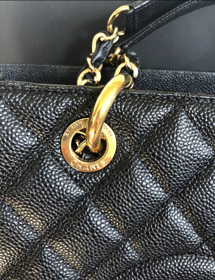 BC- CC BlackGold Caviar Quilted Grand Shopping Tote
