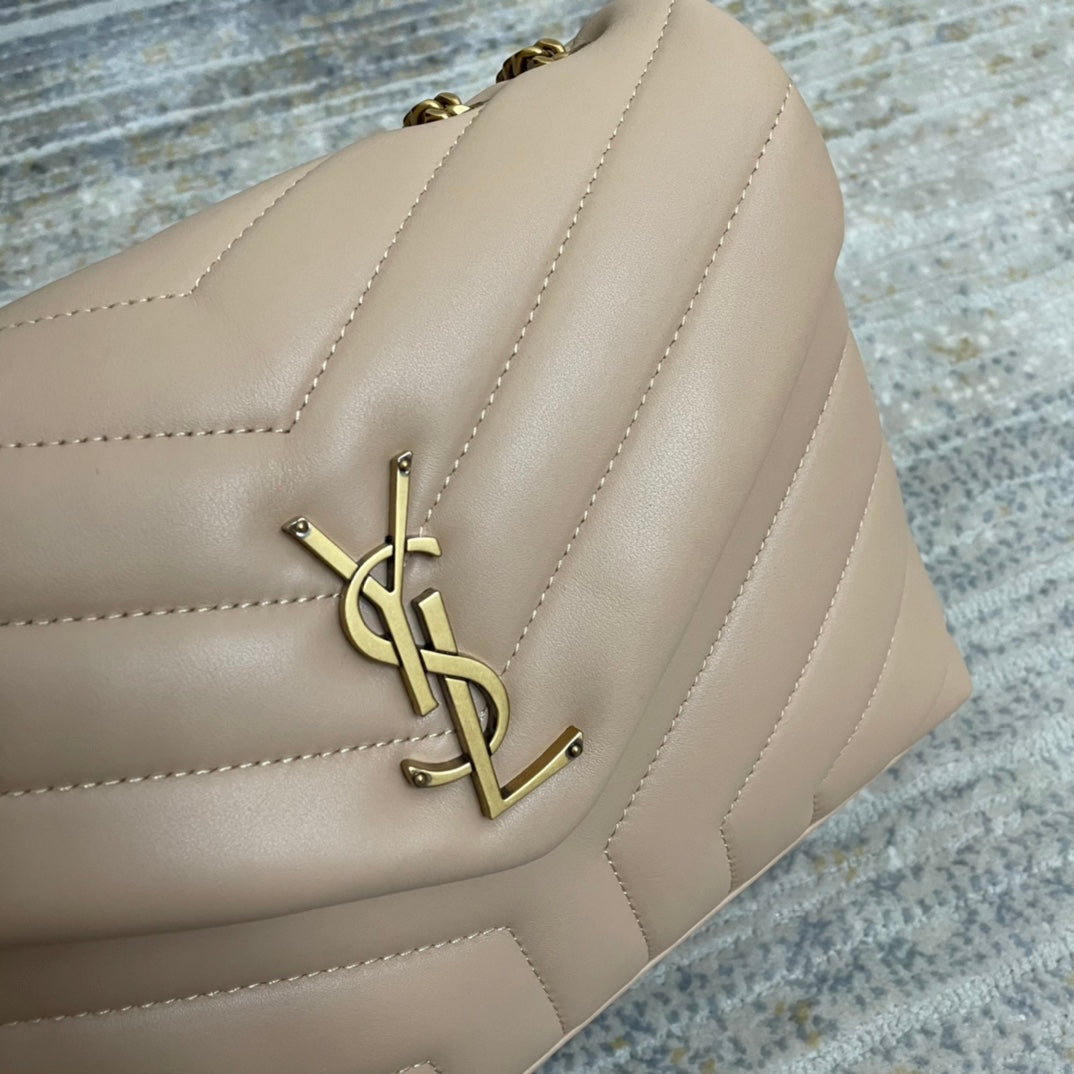 BY- Small 23 Beige Leather Gold 23x17x9cm