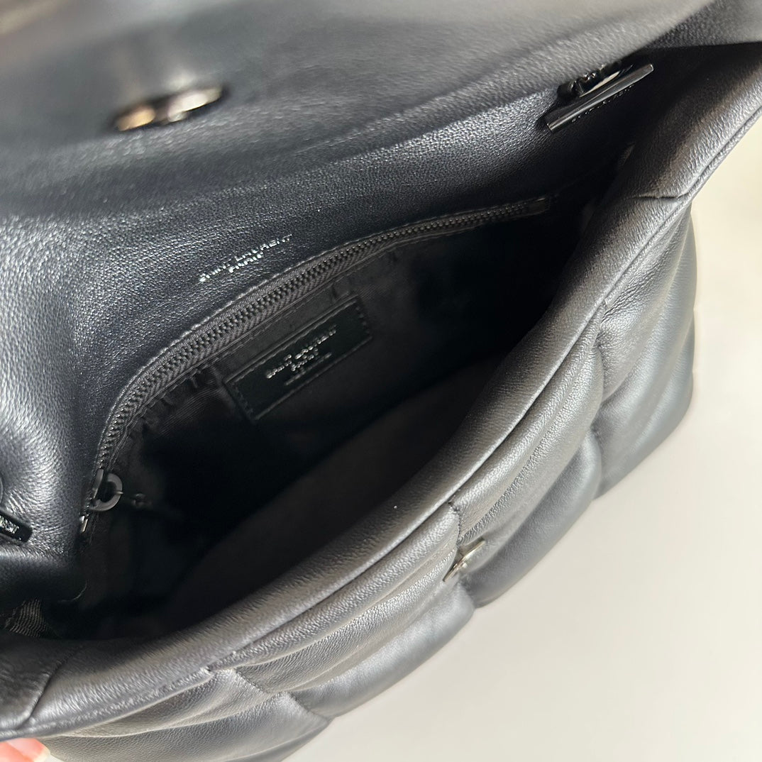 BY-  Puffer Toy Bag In Quilted Lambskin Black Size 23x15.5x8.5