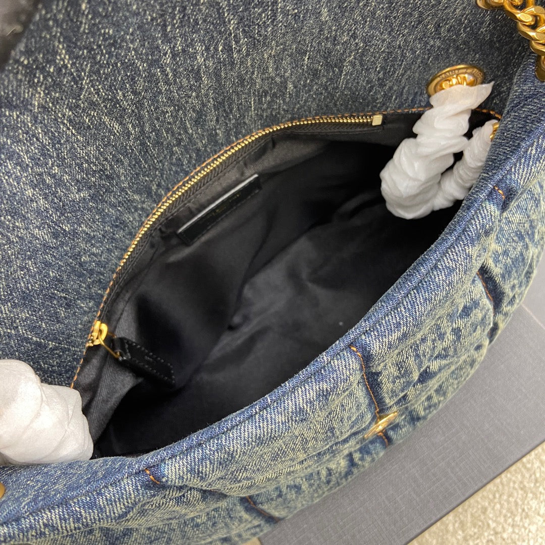 BY- Puffer Denim Bag - 29*17*11cm