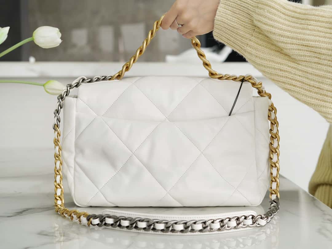 BC-19 Large Handbag Lambskin Gold AS1161 White