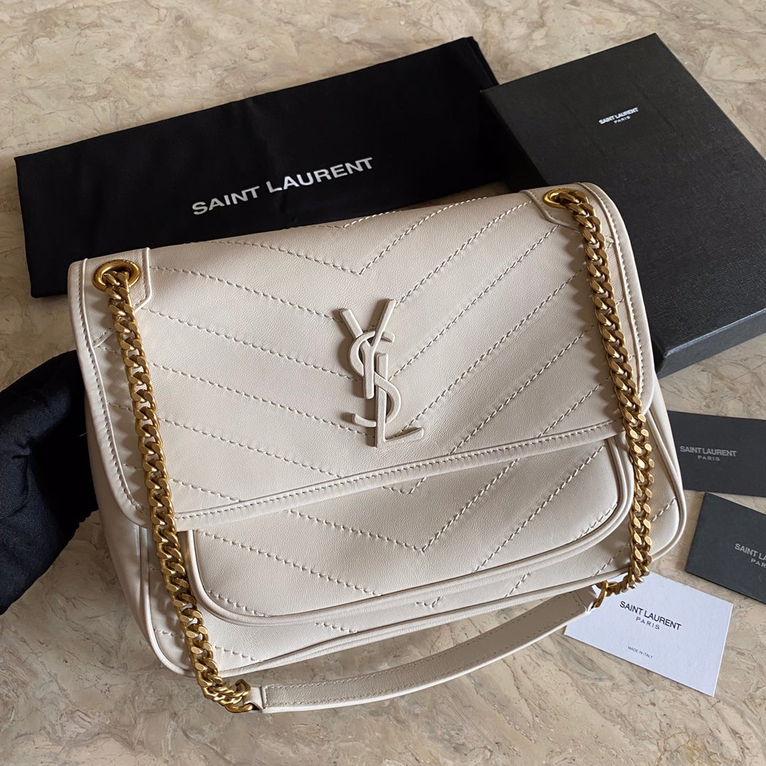 BY-Medium Chain Bag In Lambskin Blanc Vintage - 28 X 20 X 8,5 CM