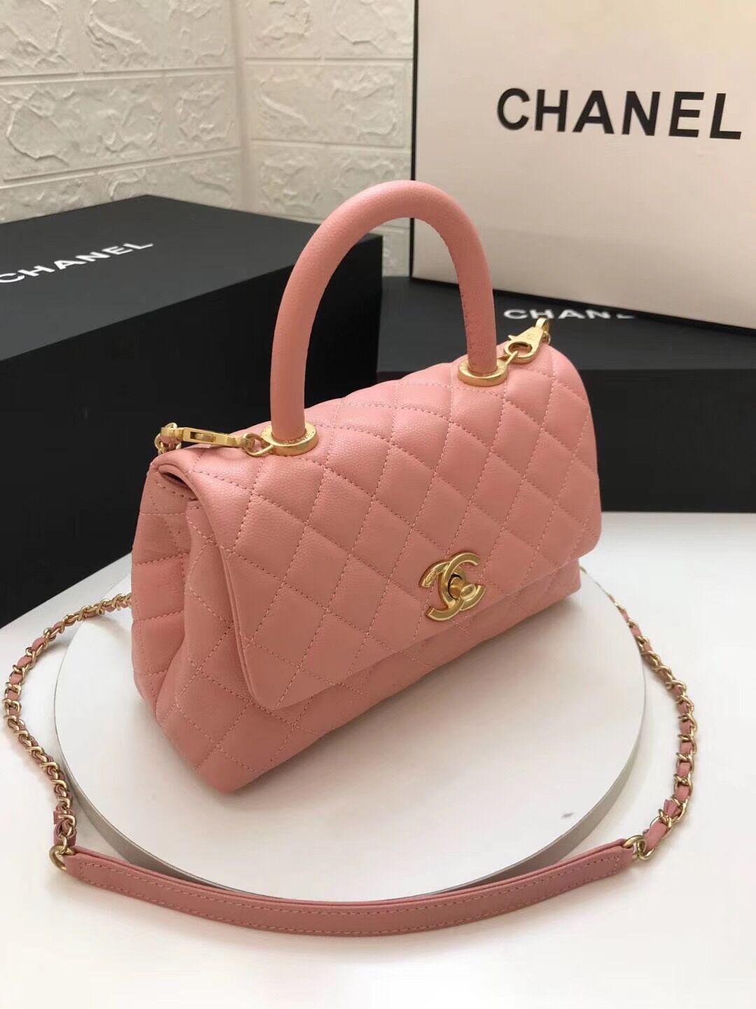 BC-  Handle Gold Caviar Pink 24 cm