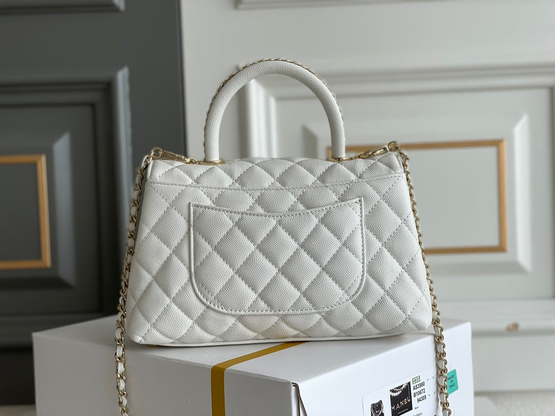 BC-  Handle White Bag - 24x14x10cm