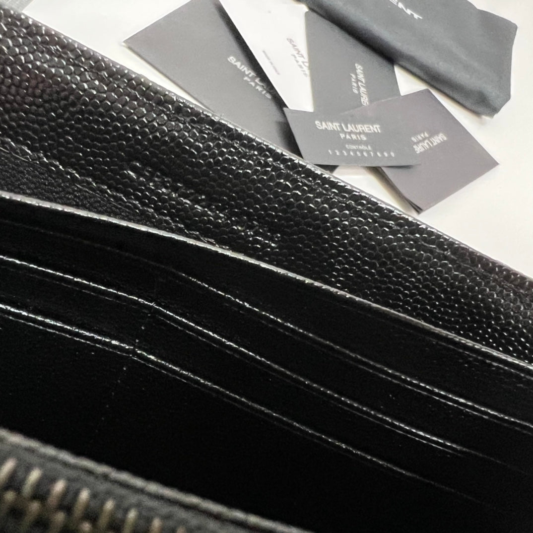 BY- Long Wallet Black Leather Black Tone 10767 19cm