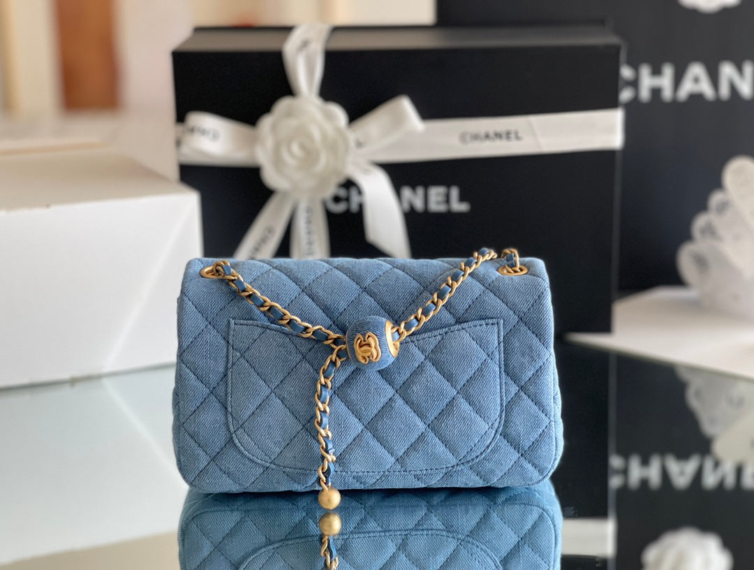 BC- Denim Flap Bag - 20x13x7cm