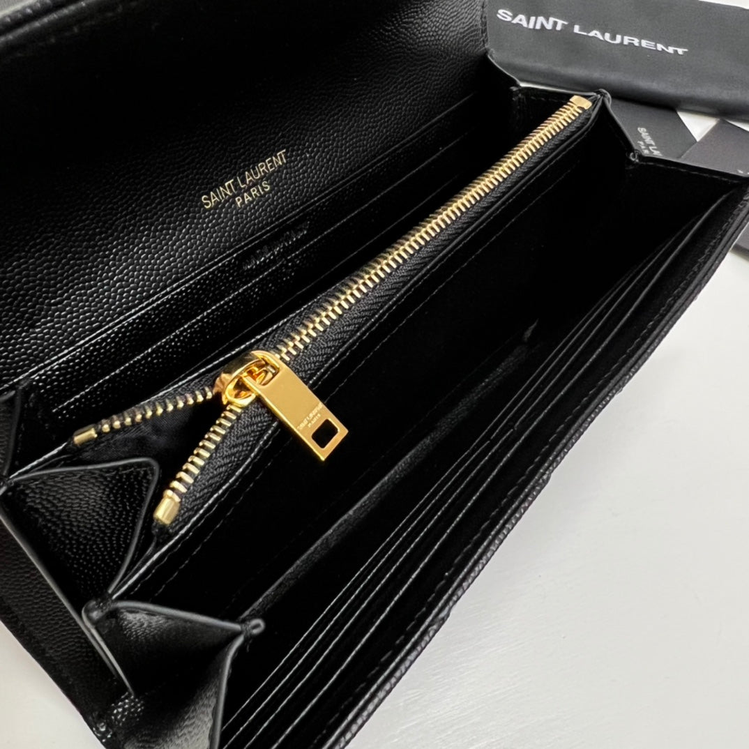 BY- Long Wallet Black Leather Gold Tone 10769 19cm