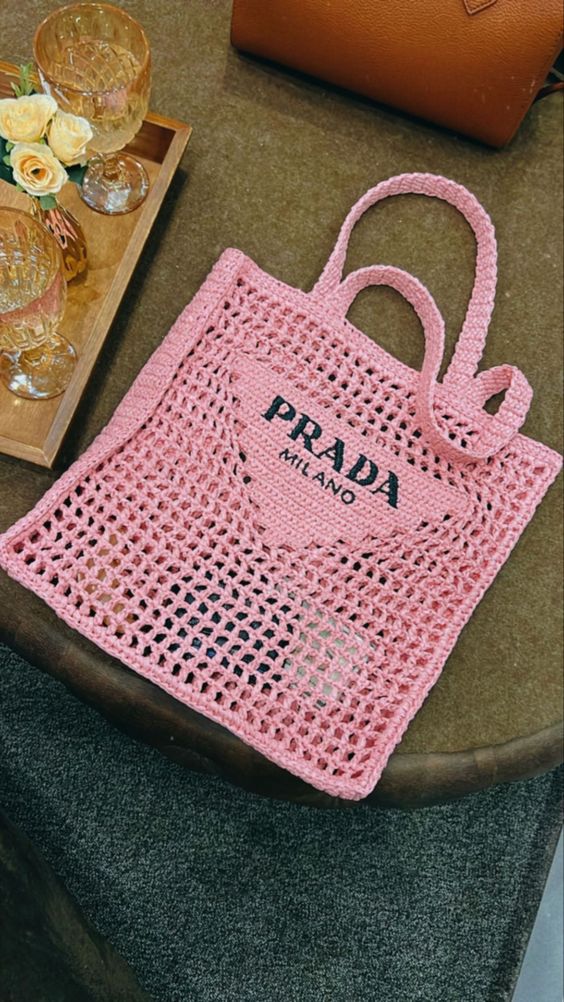 BP- Women's Natural Crochet Bag-Pink