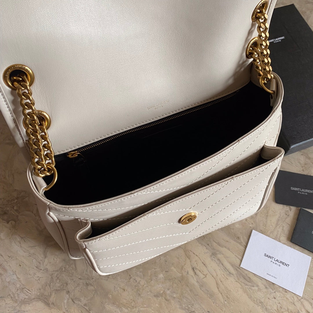 BY-Medium Chain Bag In Lambskin Blanc Vintage - 28 X 20 X 8,5 CM