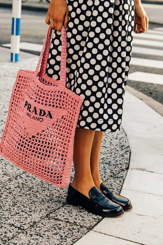 BP- Women's Natural Crochet Bag-Pink
