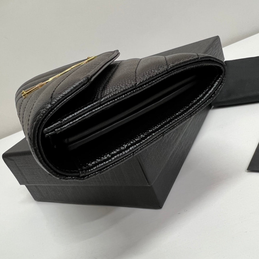 BY- Long Wallet Black Leather Gold Tone 10769 19cm