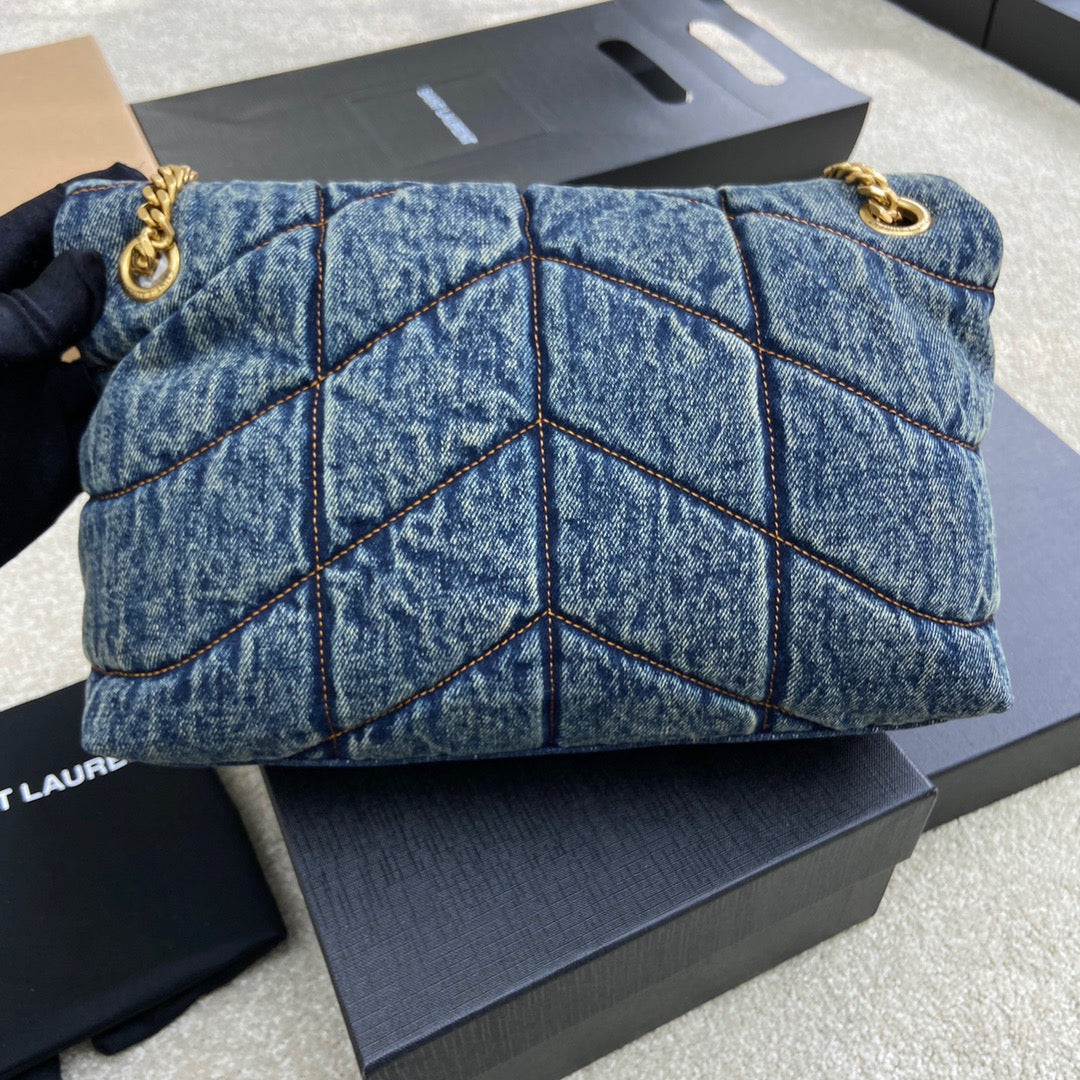 BY- Puffer Denim Bag - 29*17*11cm